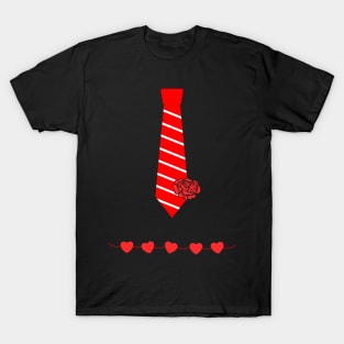 Valentine's day costume ideas funny red tie tuxedo heart belt T-Shirt